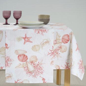 Τραπεζομάντηλο Σύμμεικτο Βαμβάκι με Σχέδιο Κοχύλια 5331