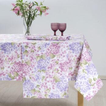 Τραπεζομάντηλο Σύμμεικτο Βαμβάκι με Φλοράλ Εμπριμέ Σχέδιο Lilac