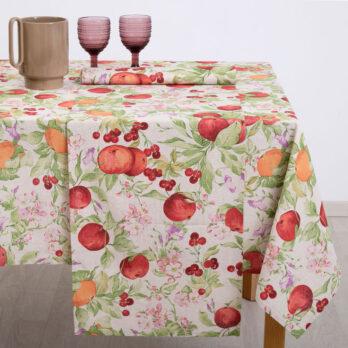 Τραπεζομάντηλο Σύμμεικτο Βαμβάκι με Εμπριμέ Σχέδιο Florence