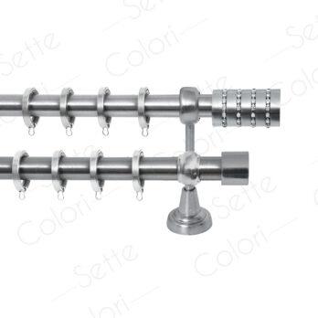 Κουρτινόξυλο Διπλό με Σωλήνα Σειρά Α Νο 7 Φ25 Νίκελ Ματ