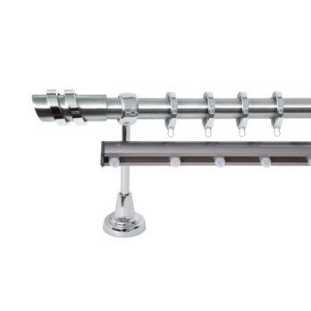 Κουρτινόξυλο Διπλό με Σιδηρόδρομο Σειρά Β Νο 4 Φ25 Νίκελ Ματ / Χρώμιο