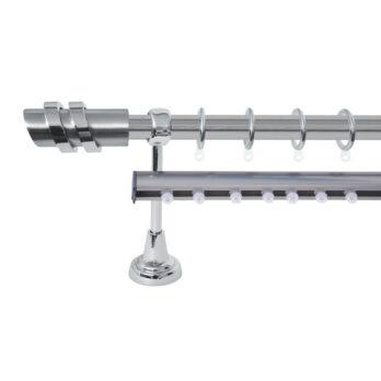 Κουρτινόξυλο Διπλό με Σιδηρόδρομο Σειρά Γ Νο 4 Φ25 Νίκελ Ματ / Χρώμιο