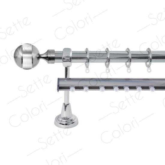 Κουρτινόξυλο Διπλό με Σιδηρόδρομο Σειρά Γ Νο 5 Φ25 Νίκελ Ματ / Χρώμιο