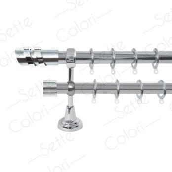 Κουρτινόξυλο Διπλό με Σωλήνα Σειρά Γ Νο 4 Φ25 Νίκελ Ματ / Χρώμιο